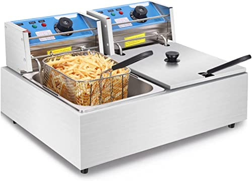 HOTIPS Friteuse électrique avec Panier en Acier Inoxydable 10 L/20 L Friteuses à Huile, réglage de la température et indicateur Lumineux avec Thermostat réglable et Panier de friture Amovible (20L)