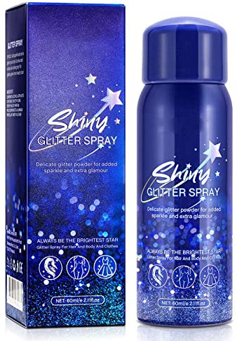 Body Glitter Spray, 60ml schnell trockenes wasserdichtes glänzendes Glitzerspray, Long-Lasting Glitter Spray For Festival Masquerade Birthday Makeup,Für Haut, Gesicht, Haare und Kleidung(1 PCS)
