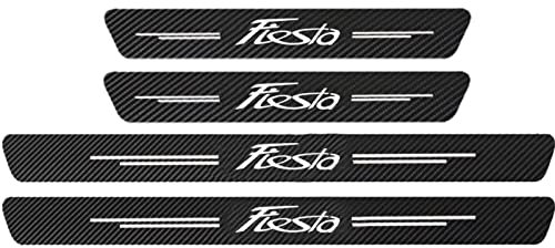 4pcs Car Door Sill Protector Strips Carbon Fiber Threshold Protective Film Kick Plate Cover Sticker for Fo-rd Fiesta 2021 2010 2011 2012 2013 2014 2015 2016 Car Accessories