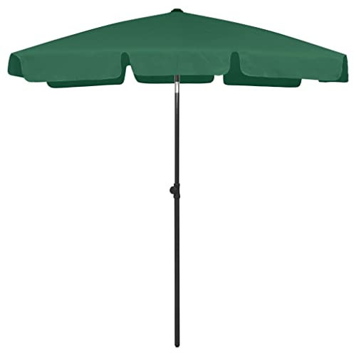 vidaXL Parasol de Plage Abri de Soleil Parasol de Jardin Parasol de Patio Terrasse Extérieur Anti-UV Anti-décoloration Vert 180x120 cm