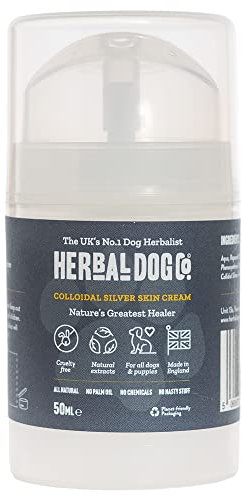 Herbal Dog Co Colloidal Silver Cream for Dogs – Natural Dog Moisturiser for Dry Skin, Hot Spots, Minor Cuts & Irritations – Lick-Safe, Vegan, Made in UK