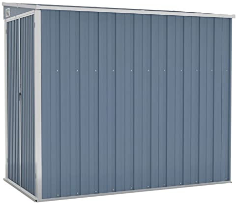 vidaXL Wand Geräteschuppen Kunststoffgriff mit Sperrfunktion Gerätehaus Gartenhaus Gartenschuppen Schuppen Grau 118x194x178cm Verzinkter Stahl
