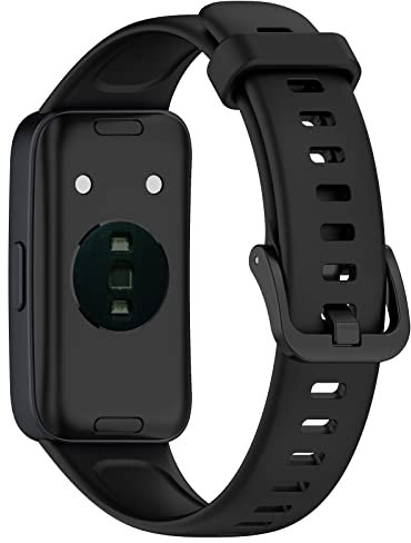 AWADUO Bracelet de rechange compatible avec Huawei Band 8, Bracelet Montre Connectée, en silicone, souple et durable (noir), Acier inoxydable, Quartz créé