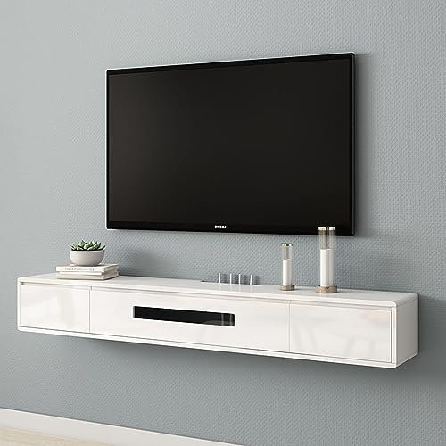 Tv Lowboard - Tv Schrank Hängend - Wandmontage TV-Schrank, 120 Cm TV-Ständer, Wandmontiertes TV-Lowboard, TV-Ständer Für Medienkonsole, Entertainment-Center, WLAN-Router DVD-Aufbewahrungsregal ( Color