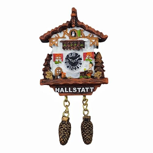 RiJpex 3D-Kühlschrankmagnetaufkleber, Magnetaufkleber, Hallstatt Österreich Kuckucksuhr Kühlschrankmagnet Reisesouvenir Geschenk 3D-Kühlschrankdekoration Magnetaufkleber
