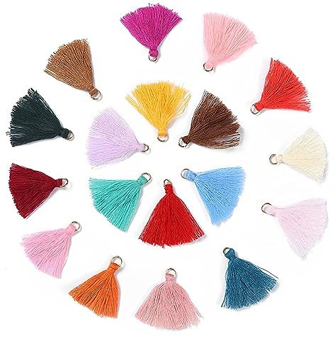 50 Stück Bunt Quaste Anhänger Troddel, 3cm Mini Quasten Anhänger, Baumwolle Quaste Anhänger, für DIY Schmuck Ohrring Basteln, Armbänder, Schlüsselanhänger