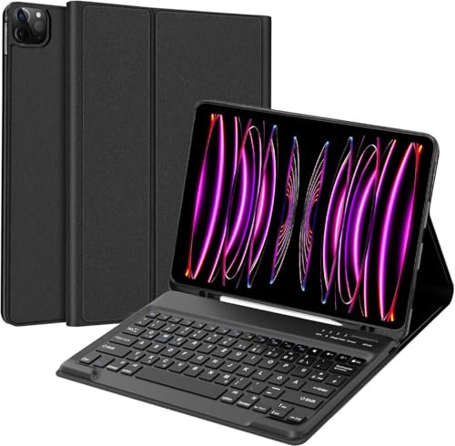 SENGBIRCH iPad Pro 12.9 Keyboard Case for 2022 6th Generation / 2021 5th Generation, Detachable Keyboard Case for iPad Pro 12.9 Inch 2022 2021/2020/2018 5th Gen/4th Gen/3th, Black