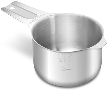 AUOIKK 1 Tasse (240ml | 240cc | 8oz) Edelstahl Messbecher Metall Messbecher zum Kochen & Backen