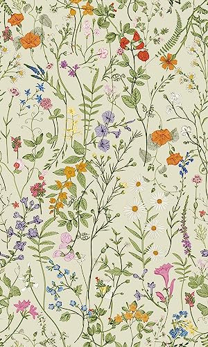 Auspicium Vintage Floral Peel und Stick Tapete selbstklebend abnehmbar Vintage bunte Blumentapete Vinyl Blume Kontakt Papier für dekorative Schlafzimmer Bad Haus Wand (17,3 x118) Gelb