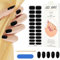 AUAUY Gel Nail Stickers, 22 PCS Semi Cured Gel Nails Strips, Adhesive Full Wrap Gel Nail Art Sticker, Gel Nail Polish Strips for Salon-Quality Manicure Set with Nail File & Wooden Cuticle Stick-Black