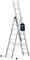 PROREGAL Sprossen-Mehrzweckleiter Economy Plus | 3-teilig mit Traverse | 3x8 Sprossen | Arbeitshöhe 5,05m | Traglast 150kg | Alu Leiter Vielzweckleiter Haushaltsleiter Arbeitsleiter Anlegeleiter