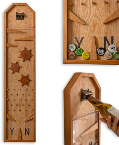 ARCVOX Bierflaschenöffner Y oder N Wandmontiert, Bierflaschenverschluss-Spielesammler, Rustikaler Bier- und Limonadenkappenfänger aus Holz, Einweihungsgeschenke für Bierliebhaber