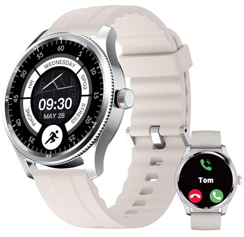 TOOBUR Smart Watch Men Women Alexa Built-in, Answer Make Call, IP68 Waterproof, Heart Rate/Step Counter/Sleep Tracker/100 Sports Run Swim, Fitness Sport Watch Compatible Android iOS, Metal Bezel
