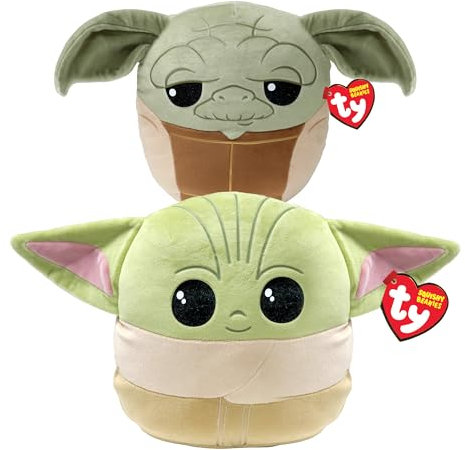 TY Grogu & Yoda Star Wars Squish a Boo 10 Zoll Multipack - Squishy Beanie Baby Weiche Plüschspielzeuge - Sammelbare Kuschelige Gefüllte Teddybären