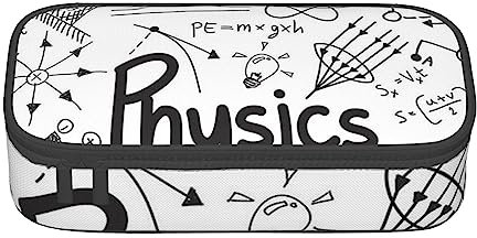 KUDGAWGS Federmäppchen für Mädchen und Jungen, großes Fassungsvermögen, Stiftetasche, Bleistift-Organizer für Schule, Büro, Kinder, Teenager, Erwachsene, Schwarz, Physikdruck, Einheitsgröße,
