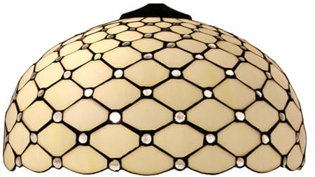 BOTOWI Tiffany Stil Creme Bernstein Buntglas Perlen Lampenschirm Ersatz nur 16X9 Zoll Lampenschirme nur mit Kappe passend für Nachttisch Leselampe Arbeitslicht Küchenlampe Esszimmer Lampe Stehlampe