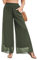 Famulily Women's Straight Leg Pants Chiffon Double Layer Casual Flowy Business Trousers Armeegrün XL