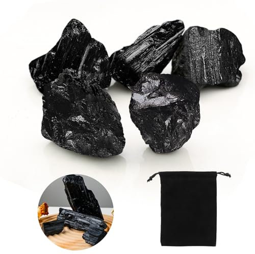 ZOCONE Turmalina Negra Piedra Natural - 20 a 30 mm 150g Piedras Turmalina Negra en Bruto, Piedra Turmalina Negra Cristales Curativos Naturales Adecuado para Meditación Joyería Decoración (Negro)