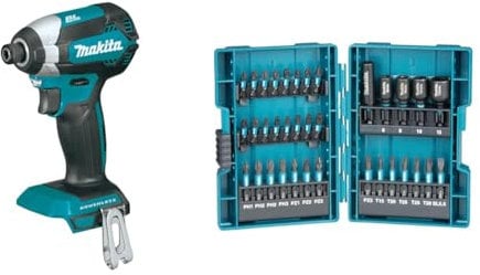 Makita Visseuse à chocs 18V LXT Li-Ion 170Nm (machine seule) DTD153Z & Coffret d'embouts de visage à percussion IMPACT BLACK- 35 pièces - B-66880