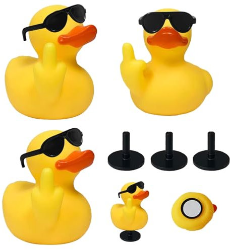 3 pièces Petit Canard en Caoutchouc Jaune avec Lunettes de Soleil,Tableau de Bord de Voiture Canard Jaune Décorations,Petits Canard Caoutchouc,Convient pour décorer le tableau de bord,la salle de bain