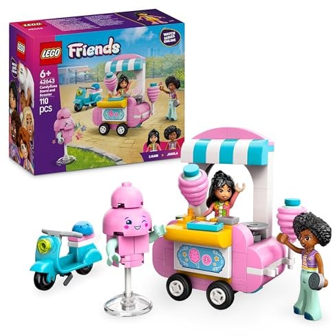 LEGO Friends Zuckerwattestand, Spielset für kreative Rollenspiele mit 2 Minifiguren, fahrbarem Stand und Zubehör, Geschenk für Mädchen ab 6 Jahren, Bauset mit Mini Puppen 42643