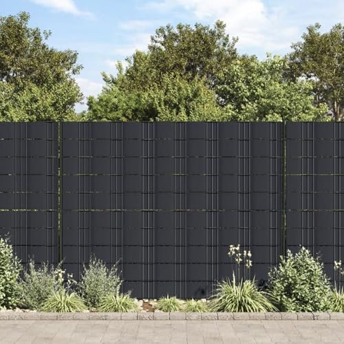 Brokky Garden Privacy Screens 4 pcs PVC 35x0.19 m Matte Dark Grey-Balcony Privacy Screen Fence Cover U V Protection Weather Resistant Waterproof Shade Cloth for Outdoor Patio Apartment Backyard Porch