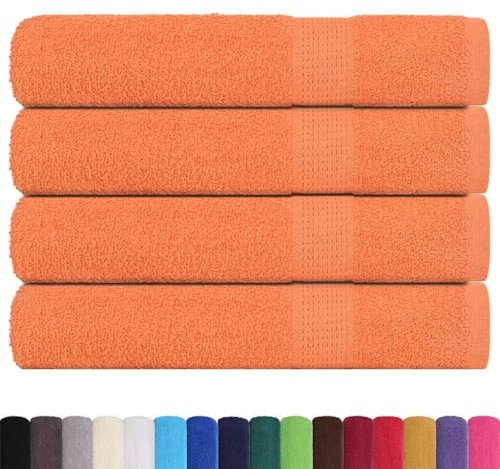 vidaXL Saunatücher FROGN 4 STK. Orange 80x200 cm 360 g/m² 100% Baumwolle, Handtuch, Badetuch, Gästetuch, Handtuch mit Schlaufe, Duschtuch, Strandtuch