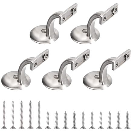 sourcing map 5 Pcs Hand Rail Bracket, Anti-Rust Handrail Holder Brackets Hand Stairway Railing Brackets for Stairways Home Office Vintage Stair Support, Brushed Satin Nickel