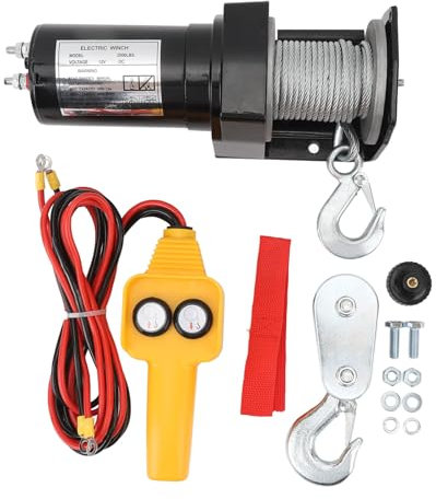 FLEXMAN Treuil Électrique de 900 Kg, Treuil UTV à Engrenage Planétaire DC 12 V, Treuil Polyvalent pour Remorque de Bateau avec Télécommande, Treuil de Remorque de Remorquage