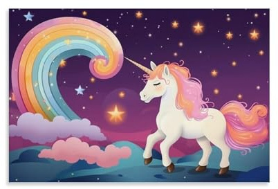 Einhorn-Wandkunst, 3D-Effekt für Zuhause, moderne Dekoration, Sternenhimmel, Gemälde auf Leinwand, fertig zum Aufhängen, 30 x 45 cm