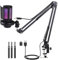Gedital Professionelles USB-Kondensatormikrofon mit Mikrofonarm, 360° Verstellbar, 33 cm Schwenkarm, Anti-Spray-Netz, RGB-Beleuchtung, Schwarz