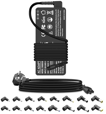 FJEZCHN Chargeur Universel 90 W Compatible avec HP,D ell,Len ovo,A sus,A CER,I BM,T oshiba,S Ony,F ujitsu,G ateway,Notebook,Ultrabook,Ordinateur Portable,Cordon D’Alimentation avec 16 Fiches