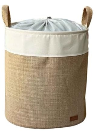 Prendi Home Spielzeug- und Wäschekorb aus Jute – Faltbare Aufbewahrungsbox, 37x40 cm, natürliche Optik mit Tiermotiv, ideal fürs Kinderzimmer, Wohnzimmer oder Badezimmer