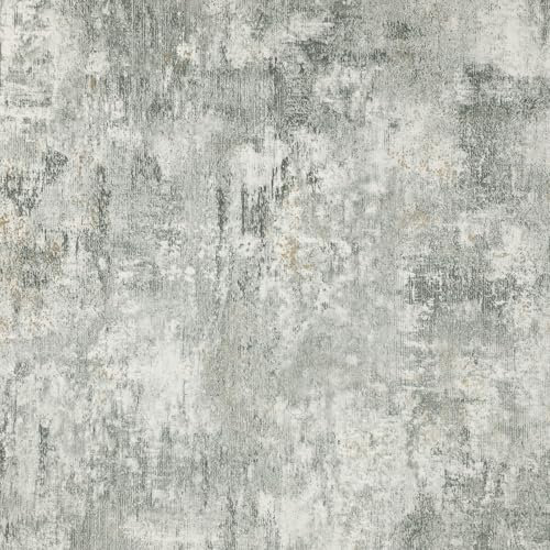 Tarwanear Concrete Effect Green Wallpaper - Jade Wallpaper for Living Room,Bedroom,Fireplace,Hallway - Shabby Chic Wall Paper with Distressed Pattern,Textured Finish & Metallic Detailing