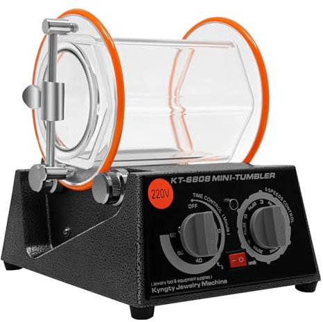 Jewelry Polisher, 220V Tumbler Mini Rotary Surface Polisher 3KG 6.6Lbs Capacity Jewelry Polishing Finishing Machine, 5 Gears Adjustable Speed Mini Polisher for Rock Stone Coins