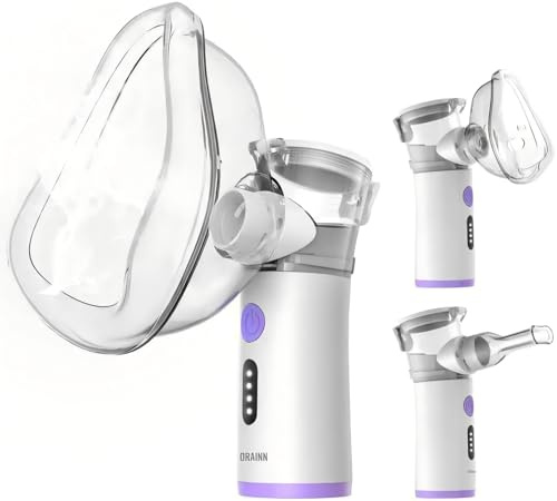 Inhalationsgerät für Erwachsene und Kinder,3 Nebelstufen, Selbstreinigung, Ergonomisches Design, Tragbare Elektrische inhaliergeräte für alle Altersgruppen (Purple)