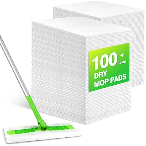 100 salviettine per spazzare a secco – ricariche usa e getta universali per scopa mocio Swiffer Sweeper, panni antipolvere per pulizia pavimenti duri e parquet