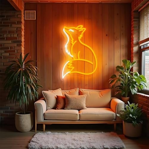Fuchs Neon Schild Orange Fuchs Wandkunst LED Wandleuchte für | Wohnzimmer Kinderzimmer Wald Kinderzimmer Spielzimmer Dekor Bar Ästhetisches LED Neon Licht