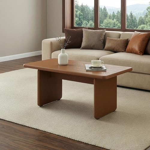 [en.casa] Couchtisch Gäljami Wohnzimmertisch rechteckige Tischplatte mit Bodenschoner 100 x 55 x 44 cm Beistelltisch modern Kaffeetisch Sofatisch Walnussoptik