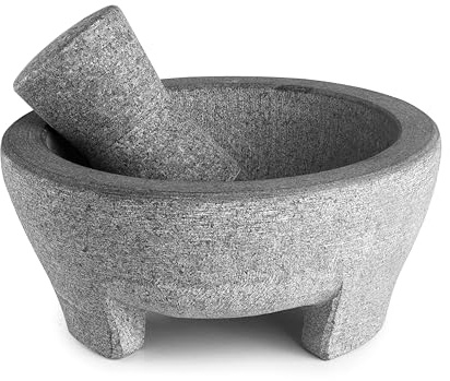 Lacor 60515.0-60515 - Naturgranit-Molcajete-Mörtel, Ø 20 cm, 8... | Langlebiges Profi-Utensil; entwickelt für optimale Leistung und schnelle, unkomplizierte Reinigung in der Spülmaschine
