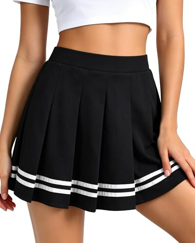 TRIWORKS Damen Minirock mit Hose Drunter Hohe Taille Sexy Plisseerock A-Linie Mädchen Faltenrock für Alltag & Schule S-XXL