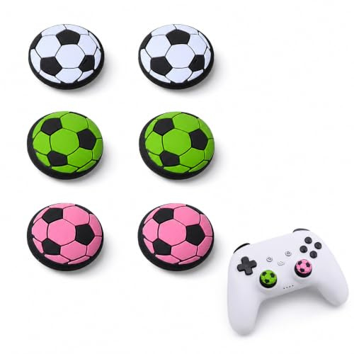 ARYIMYDP 6 Fundas Joystick fútbol de Silicona, Thumb Grips compatibles con PS5 PS4 PS3 XSX Switch 2, Tapas Analog Stick Antideslizantes Accesorios Mando 3 Colores para Gamer Regalo fútbol