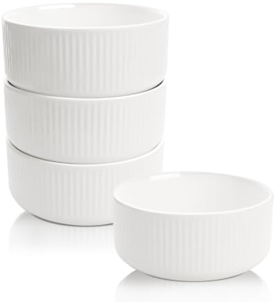 Iceten 4.8-inch Cereal Bowl, 4pcs Ceramic Salad Bowls, 12 oz Pasta Bowls, Serving Bowl for Noodle, Fruit, Dessert, Cereal, Soup (White)