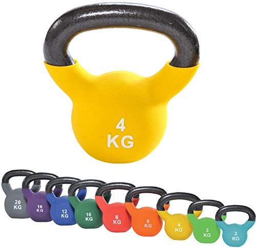 top vit Kettlebell I Schwunghantel aus massivem Guss I Kettle Bell mit Vinyüberzug I Kugelhantel 2-20 kg (04kg - gelb)