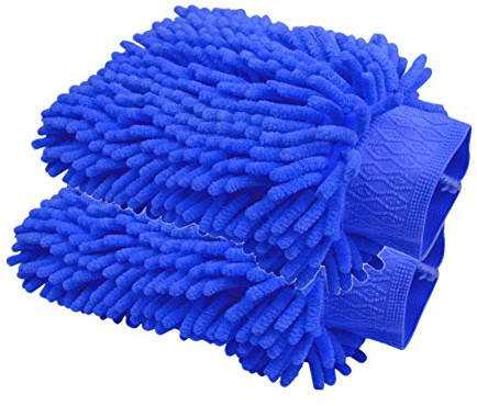 Happyit 2 PCS Autowäsche Handschuh Microfaser Chenille Wäsche Mitt Reinigung Wäsche Mitt Microfaser Schwamm Stoff Car Waschmaschine (Royalblau)