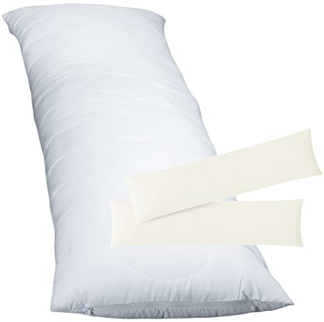EXKLUSIV HEIMTEXTIL 1 x Füllkissen 40x80 cm + Jersey Kissenbezug 2er Set 40 x 80 cm Natur