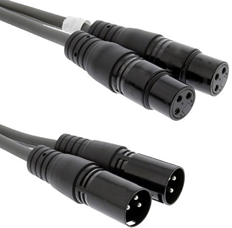 Loops 5m Patch Twin (2x) Male 3 Pin XLR to Double (2x) XLR 3 Pin Female Audio Cable/Lead – Perfect for Microphones, Amplifier, Speakers & more – Dual Balanced