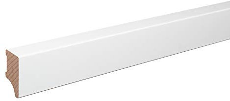 Sockelleiste Leipzig Buche Massivholz WEISS Oberkante Abgeschrägt 40mm