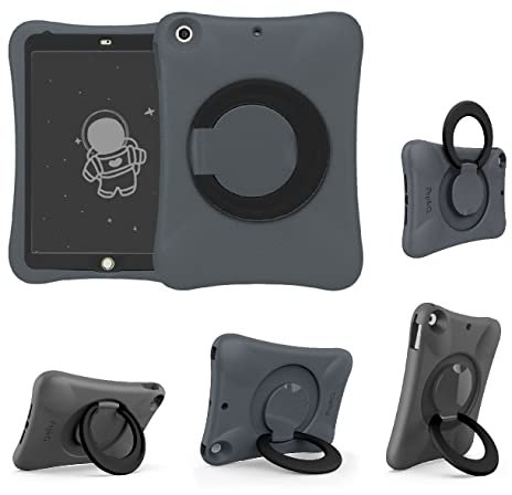 NLR Kinder Eva Schutzhülle für iPad | Multidirektionsstabiler Stand | Kompatibel mit 9,7 Zoll New iPad 2018/2017 (6/5 Generation) / iPad Air 2 / iPad Air (Grau+Schwarz)