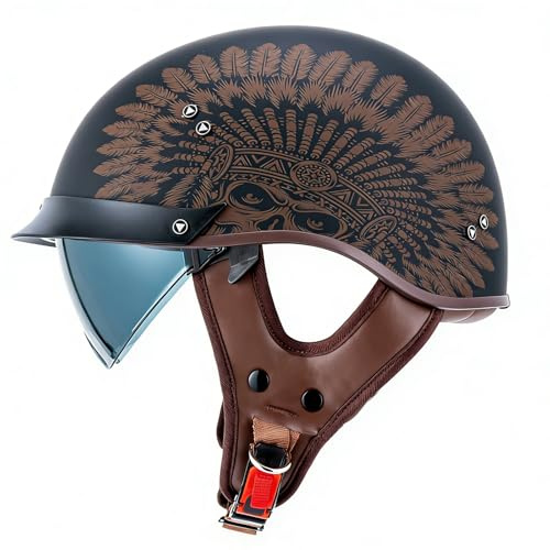 VCOROS Half Helmet Motorcycle F07 Open Face DOT Approved Helmet